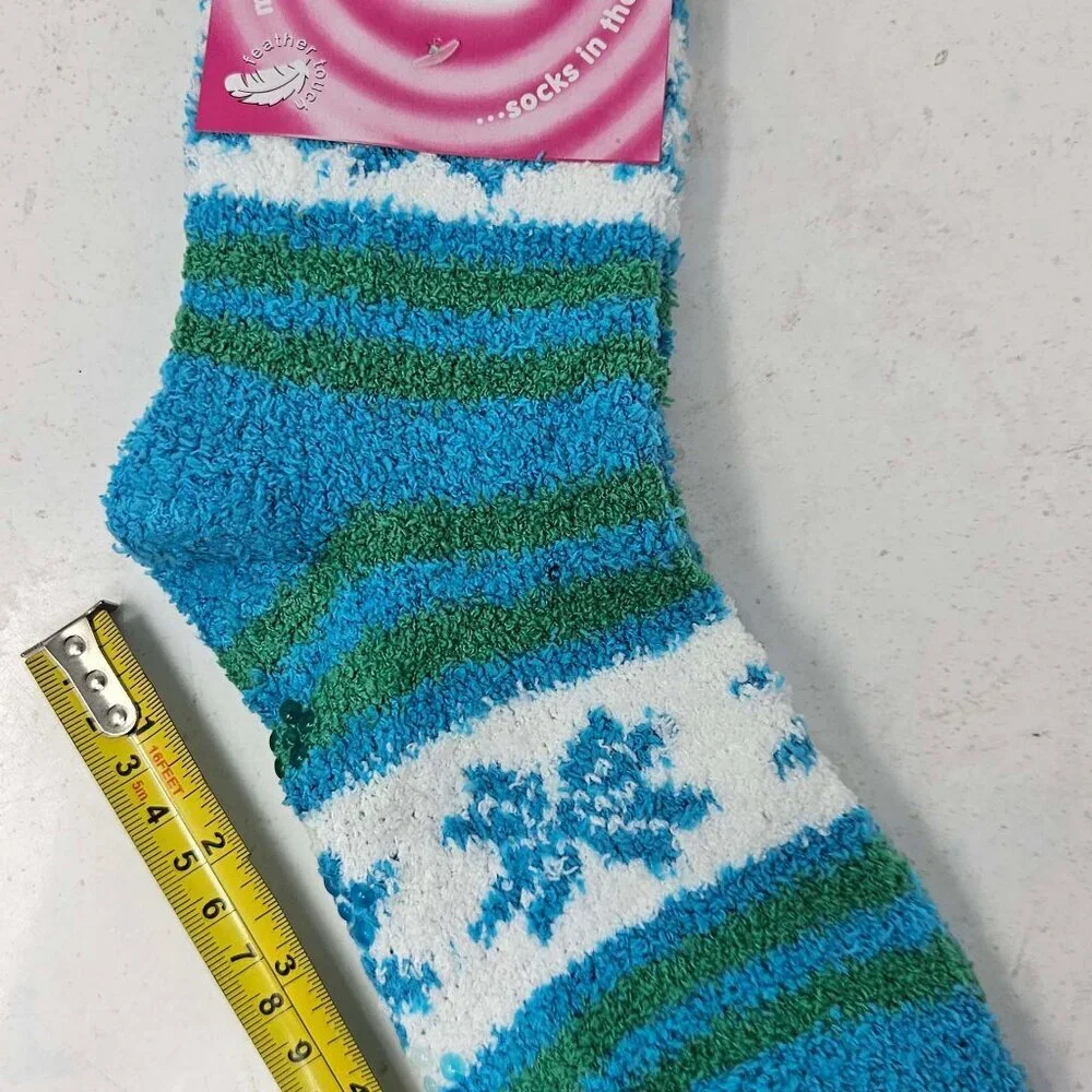 Women Fuzzy Slipper Grips Socks, Soft Cozy Non-Slip House Sox, Size 9-11, 6 Pack